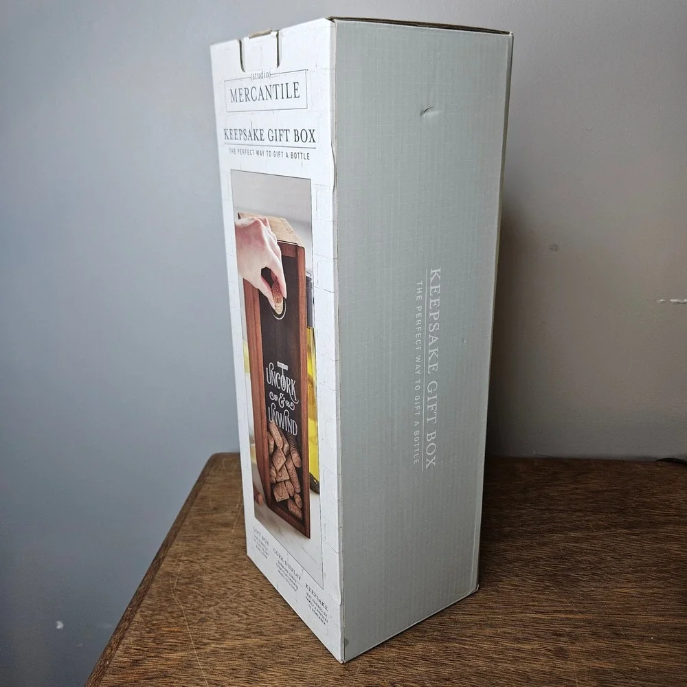 Studio Mercantile Wooden Wine Bottle Keepsake Gift Box Cork Display Case 1017161